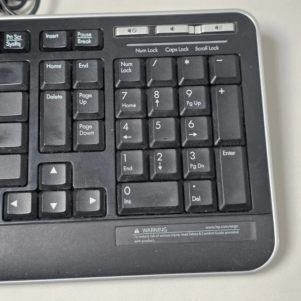HP 5335U USB Wired Gaming Computer Keyboard Volume Control Black 505060-371